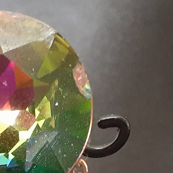 Vintage Aurora Borealis Dangle Clip Earrings four inches - Picture 9 of 10